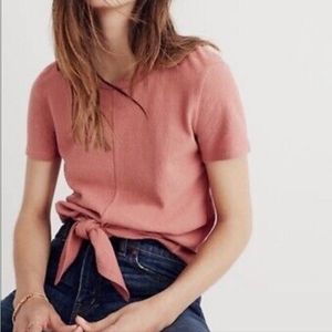 Madewell top textured tie front in mauve pink color size Large